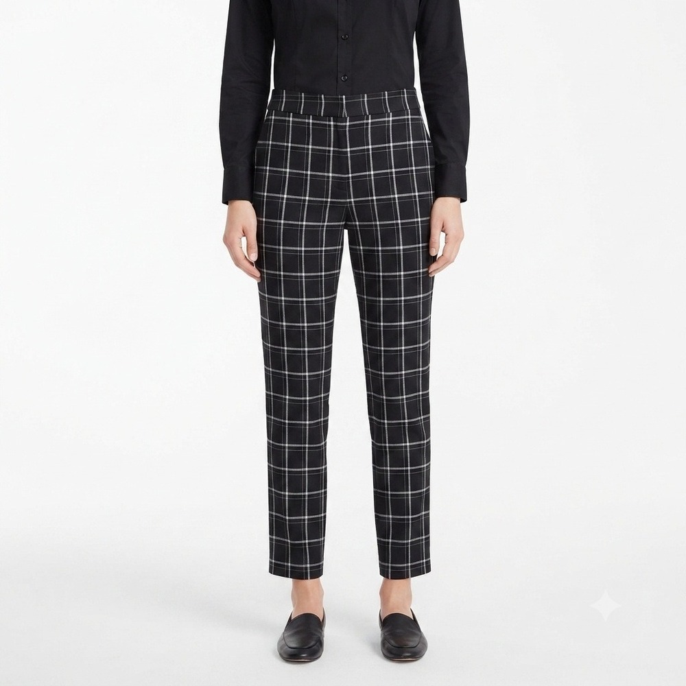 Grave Karin Pants Womens XL Black White Windowpane Plaid Ankle Pants Straight